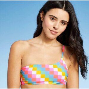 NWT Xhilaration One Shoulder Retro Y2K Bikini Top Beach Pool Size Medium (4/6)